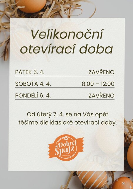 Otevírací doba Velikonoce